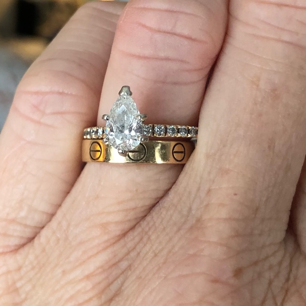 Stunning Pear Diamond engagement ring .81 carat